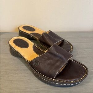 Born Mule/Clog Brown‎ Leather Sandal Size 7